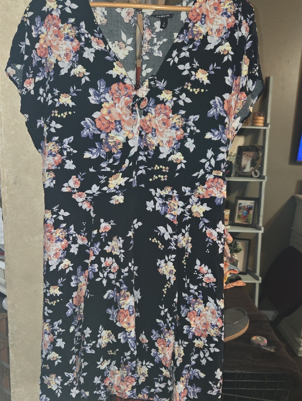 torrid Black Floral Dress with Peach & Lavender Accents